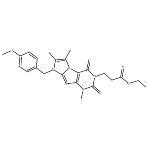 ethyl 3-(8-(4-methoxybenzyl)-1,6,7-trimethyl-2,4-dioxo-1H-imidazo[2,1-f]purin-3(2H,4H,8H)-yl)propanoate结构式