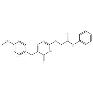 2-((6-(4-methoxybenzyl)-5-oxo-4,5-dihydro-1,2,4-triazin-3-yl)thio)-N-phenylacetamide Structure