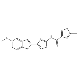 N-(4-(5-methoxybenzofuran-2-yl)thiazol-2-yl)-5-methylisoxazole-3-carboxamide结构式