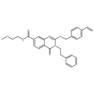 N-(2-methoxyethyl)-4-oxo-3-phenethyl-2-((4-vinylbenzyl)thio)-3,4-dihydroquinazoline-7-carboxamide Structure