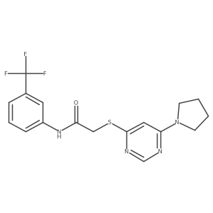 2-((6-(pyrrolidin-1-yl)pyrimidin-4-yl)thio)-N-(3-(trifluoromethyl)phenyl)acetamide Structure