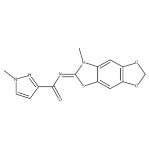 1-methyl-N-{12-methyl-4,6-dioxa-10-thia-12-azatricyclo[7.3.0.0^{3,7}]dodeca-1(9),2,7-trien-11-ylidene}-1H-pyrazole-3-carboxamide结构式
