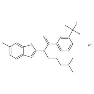 N-[3-(Dimethylamino)propyl]-N-(6-fluoro-1,3-benzothiazol-2-YL)-3-(trifluoromethyl)benzamide hydrochloride结构式