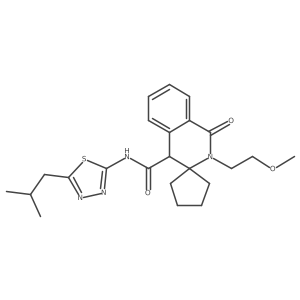 N-(5-isobutyl-1,3,4-thiadiazol-2-yl)-2'-(2-methoxyethyl)-1'-oxo-2',4'-dihydro-1'H-spiro[cyclopentane-1,3'-isoquinoline]-4'-carboxamide结构式