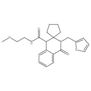 2'-(2-furylmethyl)-{N}-(2-methoxyethyl)-1'-oxo-1',4'-dihydro-2'{H}-spiro[cyclopentane-1,3'-isoquinoline]-4'-carboxamide结构式
