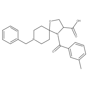 8-Benzyl-4-(3-methylbenzoyl)-1-oxa-4,8-diazaspiro[4.5]decane-3-carboxylic acid结构式