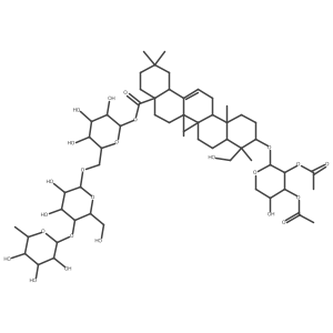 3-O-[2,3-di-O-acetyl-alpha-L-arabinopyranosyl]-hederagenin 28-O-alpha-L-rhamnopyranosyl-(1->4)-beta-D-glucopyranosyl-(1->6)-beta-D-glucopyranoside结构式