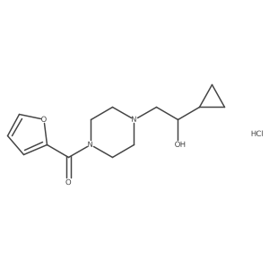 (4-(2-Cyclopropyl-2-hydroxyethyl)piperazin-1-yl)(furan-2-yl)methanone hydrochloride结构式