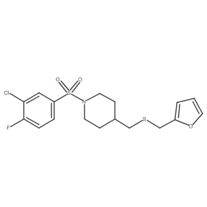 1-((3-Chloro-4-fluorophenyl)sulfonyl)-4-(((furan-2-ylmethyl)thio)methyl)piperidine结构式