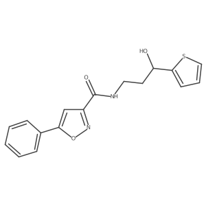N-(3-hydroxy-3-(thiophen-2-yl)propyl)-5-phenylisoxazole-3-carboxamide结构式