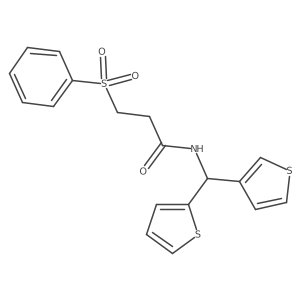 3-(phenylsulfonyl)-N-(thiophen-2-yl(thiophen-3-yl)methyl)propanamide结构式