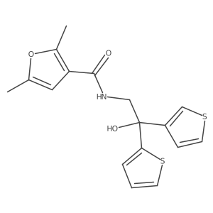 N-(2-hydroxy-2-(thiophen-2-yl)-2-(thiophen-3-yl)ethyl)-2,5-dimethylfuran-3-carboxamide结构式