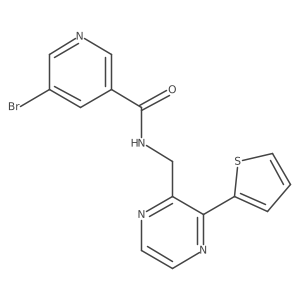5-bromo-N-((3-(thiophen-2-yl)pyrazin-2-yl)methyl)nicotinamide结构式