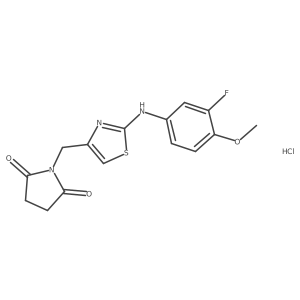 1-((2-((3-Fluoro-4-methoxyphenyl)amino)thiazol-4-yl)methyl)pyrrolidine-2,5-dione hydrochloride结构式