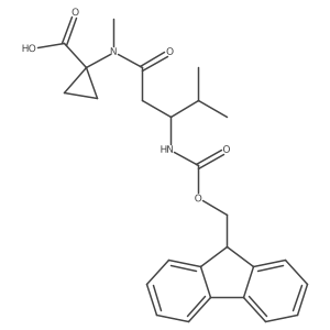 1-[(3R)-3-({[(9H-fluoren-9-yl)methoxy]carbonyl}amino)-N,4-dimethylpentanamido]cyclopropane-1-carboxylic acid结构式