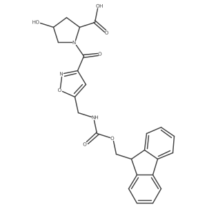 (2S,4R)-1-{5-[({[(9H-fluoren-9-yl)methoxy]carbonyl}amino)methyl]-1,2-oxazole-3-carbonyl}-4-hydroxypyrrolidine-2-carboxylic acid结构式