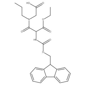 2-[2-(ethyl carboxy)-2-({[(9H-fluoren-9-yl)methoxy]carbonyl}amino)-N-propylacetamido]acetic acid Structure