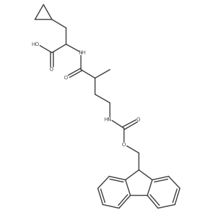 3-cyclopropyl-2-[4-({[(9H-fluoren-9-yl)methoxy]carbonyl}amino)-2-methylbutanamido]propanoic acid结构式