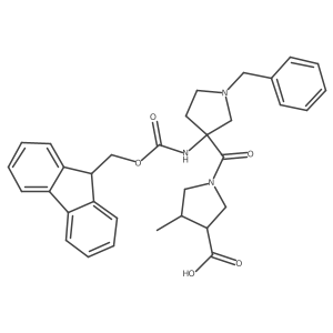 1-[1-benzyl-3-({[(9H-fluoren-9-yl)methoxy]carbonyl}amino)pyrrolidine-3-carbonyl]-4-methylpyrrolidine-3-carboxylic acid Structure