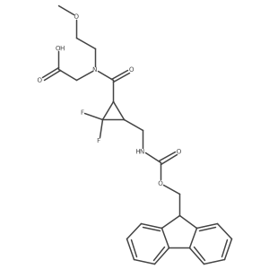 rac-2-{1-[(1R,3S)-3-[({[(9H-fluoren-9-yl)methoxy]carbonyl}amino)methyl]-2,2-difluorocyclopropyl]-N-(2-methoxyethyl)formamido}acetic acid结构式