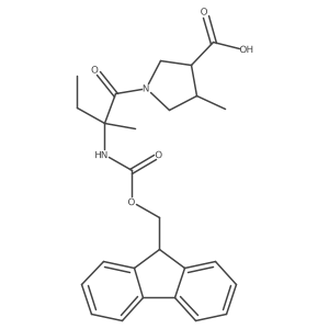 rac-(3R,4R)-1-[2-({[(9H-fluoren-9-yl)methoxy]carbonyl}amino)-2-methylbutanoyl]-4-methylpyrrolidine-3-carboxylic acid结构式