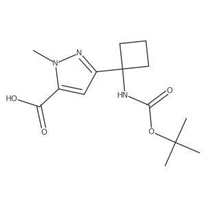 3-(1-{[(tert-butoxy)carbonyl]amino}cyclobutyl)-1-methyl-1H-pyrazole-5-carboxylic acid结构式