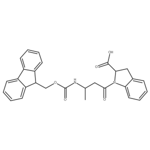 1-[(3S)-3-({[(9H-fluoren-9-yl)methoxy]carbonyl}amino)butanoyl]-2,3-dihydro-1H-indole-2-carboxylic acid Structure