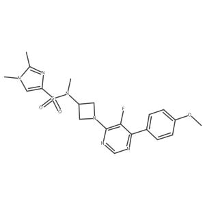 N-{1-[5-fluoro-6-(4-methoxyphenyl)pyrimidin-4-yl]azetidin-3-yl}-N,1,2-trimethyl-1H-imidazole-4-sulfonamide结构式