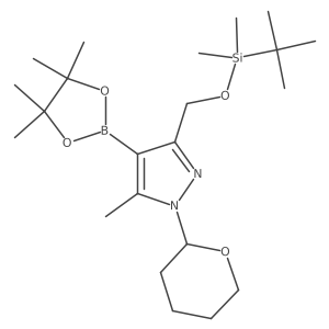 3-(((tert-Butyldimethylsilyl)oxy)methyl)-5-methyl-1-(tetrahydro-2H-pyran-2-yl)-4-(4,4,5,5-tetramethyl-1,3,2-dioxaborolan-2-yl)-1H-pyrazole Structure
