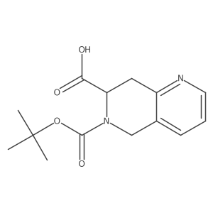 (7R)-6-[(tert-butoxy)carbonyl]-5,6,7,8-tetrahydro-1,6-naphthyridine-7-carboxylic acid结构式