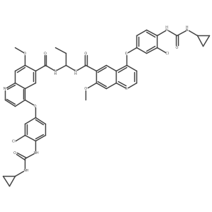 N,N'-(propane-1,1-diyl)bis(4-(3-chloro-4-(3-cyclopropylureido)phenoxy)-7-methoxyquinoline-6-carboxamide) Structure