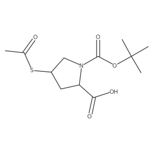 (2S,4S)-4-(acetylthio)-1-(tert-butoxycarbonyl)pyrrolidine-2-carboxylic acid结构式