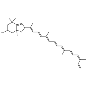 2,4,6,8,10,12,14-Hexadecaheptaenal, 15-(2,4,5,6,7,7a-hexahydro-6-hydroxy-4,4,7a-trimethyl-2-benzofuranyl)-2,6,11-trimethyl-, (2E,4E,6E,8E,10E,12E,14E)-结构式