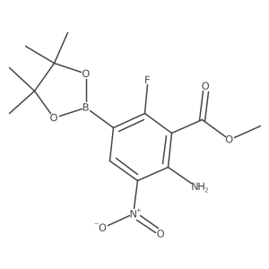 Methyl 2-amino-6-fluoro-3-nitro-5-(4,4,5,5-tetramethyl-1,3,2-dioxaborolan-2-yl)benzoate Structure