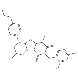 3-[(2,4-dichlorophenyl)methyl]-9-(4-ethoxyphenyl)-1,7-dimethyl-6,7,8,9a,10,10a-hexahydro-4aH-purino[7,8-a]pyrimidine-2,4-dione Structure