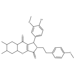 1-(4-hydroxy-3-methoxyphenyl)-2-[2-(4-methoxyphenyl)ethyl]-6,7-dimethyl-4a,5,6,7,8,8a-hexahydro-1H-chromeno[2,3-c]pyrrole-3,9-dione结构式