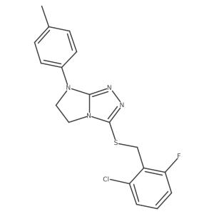 3-((2-chloro-6-fluorobenzyl)thio)-7-(p-tolyl)-6,7-dihydro-5H-imidazo[2,1-c][1,2,4]triazole结构式