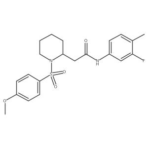 N-(3-fluoro-4-methylphenyl)-2-(1-((4-methoxyphenyl)sulfonyl)piperidin-2-yl)acetamide结构式