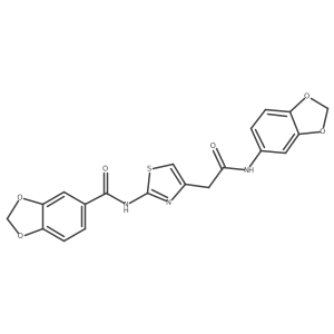 N-(4-(2-(benzo[d][1,3]dioxol-5-ylamino)-2-oxoethyl)thiazol-2-yl)benzo[d][1,3]dioxole-5-carboxamide结构式
