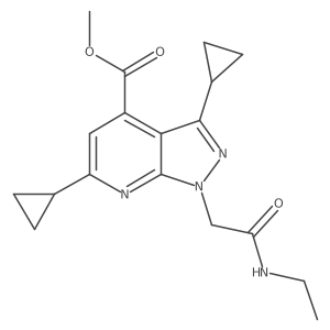 Methyl 3,6-dicyclopropyl-1-(2-(ethylamino)-2-oxoethyl)-1H-pyrazolo[3,4-b]pyridine-4-carboxylate结构式