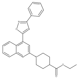 Ethyl 1-[4-(3-phenyl-1,2,4-oxadiazol-5-yl)quinolin-2-yl]piperidine-4-carboxylate结构式