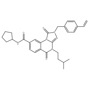 N-cyclopentyl-4-isopentyl-1,5-dioxo-2-(4-vinylbenzyl)-1,2,4,5-tetrahydro-[1,2,4]triazolo[4,3-a]quinazoline-8-carboxamide结构式