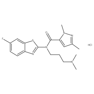 N-(3-(dimethylamino)propyl)-N-(6-fluorobenzo[d]thiazol-2-yl)-1,3-dimethyl-1H-pyrazole-5-carboxamide hydrochloride Structure