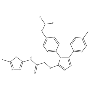 2-({1-[4-(difluoromethoxy)phenyl]-5-(4-methylphenyl)-1H-imidazol-2-yl}sulfanyl)-N-(5-methyl-1,3,4-thiadiazol-2-yl)acetamide Structure