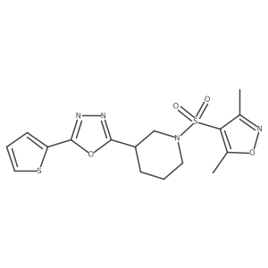 2-(1-((3,5-Dimethylisoxazol-4-yl)sulfonyl)piperidin-3-yl)-5-(thiophen-2-yl)-1,3,4-oxadiazole Structure