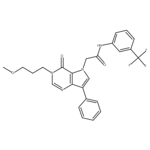 2-[3-(3-methoxypropyl)-4-oxo-7-phenyl-3,4-dihydro-5H-pyrrolo[3,2-d]pyrimidin-5-yl]-N-[3-(trifluoromethyl)phenyl]acetamide结构式