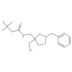 tert-butyl N-{[1-benzyl-3-(hydroxymethyl)pyrrolidin-3-yl]methyl}carbamate结构式