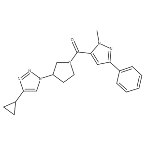 (3-(4-cyclopropyl-1H-1,2,3-triazol-1-yl)pyrrolidin-1-yl)(1-methyl-3-phenyl-1H-pyrazol-5-yl)methanone结构式