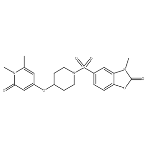 5-((4-((1,6-dimethyl-2-oxo-1,2-dihydropyridin-4-yl)oxy)piperidin-1-yl)sulfonyl)-3-methylbenzo[d]oxazol-2(3H)-one结构式