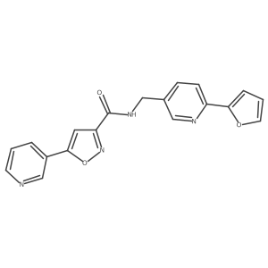 N-((6-(furan-2-yl)pyridin-3-yl)methyl)-5-(pyridin-3-yl)isoxazole-3-carboxamide结构式